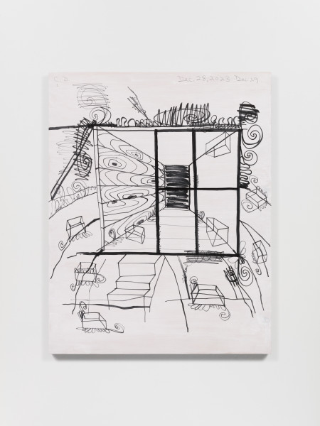 Drawing Panel: Abandoned Studio 1, Acrylic and graphite on wood