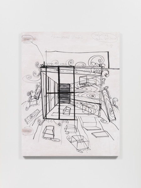 Drawing Panel: Abandoned Studio 2, Acrylic and graphite on wood