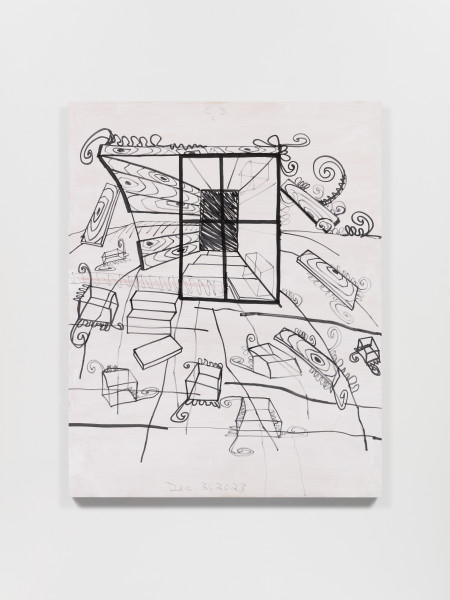 Drawing Panel: Abandoned Studio 3, Acrylic and graphite on wood