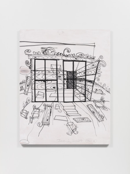 Drawing Panel: Abandoned Studio 4, Acrylic and graphite on wood