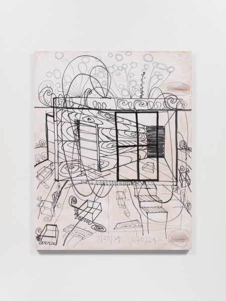 Drawing Panel: Abandoned Studio 7, Acrylic and graphite on wood