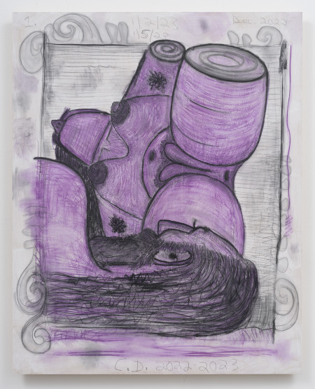 Drawing Panels 1-4 (#1), Water soluble crayon, graphite and acrylic gesso on wood panel