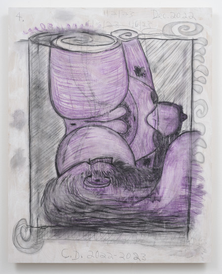 Drawing Panels 1-4 (#4), Water soluble crayon, graphite and acrylic gesso on wood panel