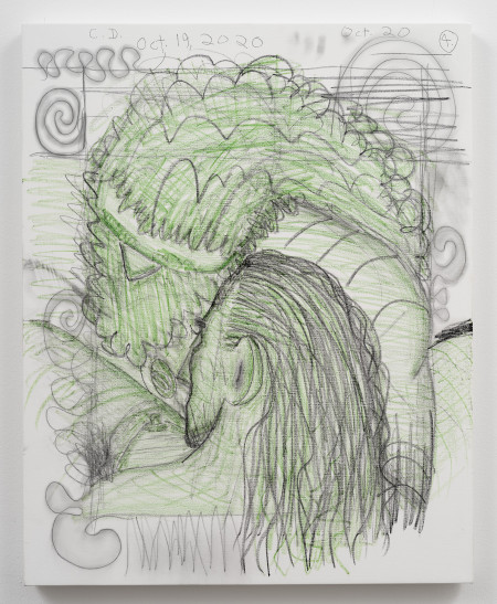 Early Coitus Diagrams 1-7 (4), Wax crayon and graphite on gessoed linen