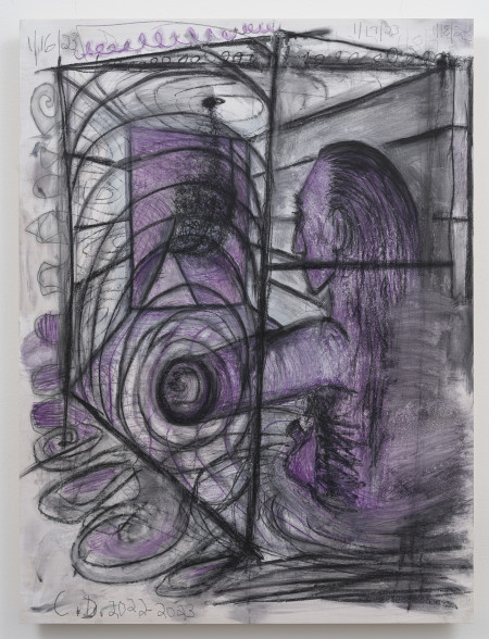 Female Self Model, Water soluble crayon, graphite and acrylic gesso on wood panel