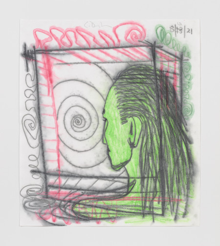 Female Self Model, Watercolor, water soluble crayon, watercolor pencil and pencil on paper