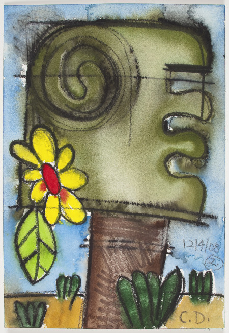 Seven Trees (#2), Mixed media on paper