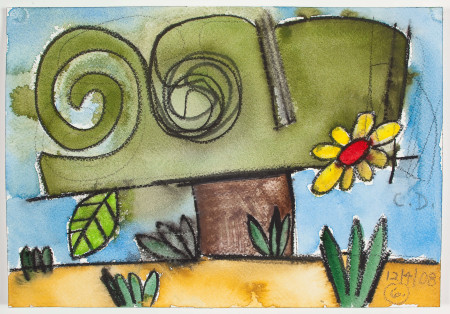 Seven Trees (#6), Mixed media on paper