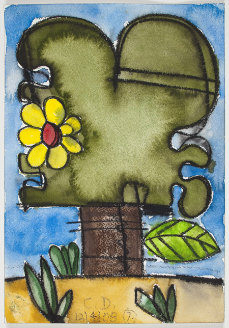 Seven Trees (#7), Mixed media on paper