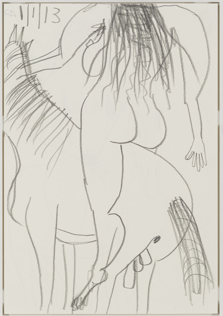 Study for Horse and Rider (My X) (27), Graphite on paper