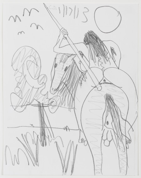 Study for Horse and Rider (My X) (29), Graphite on paper