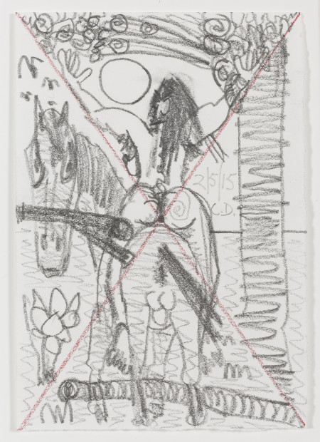 Study for Horse and Rider (My X) (53), Graphite and colored pencil on paper