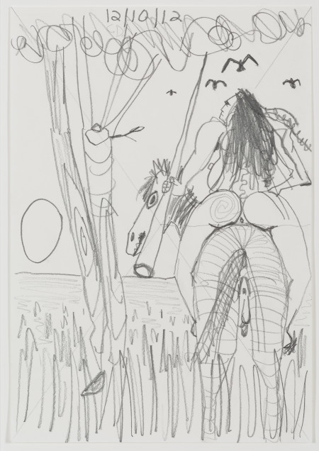 Study for Horse and Rider (My X) (8), Graphite on paper