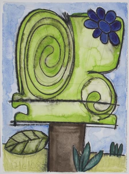 Untitled (12/6/08), Watercolor, colored pencil, and graphite on paper