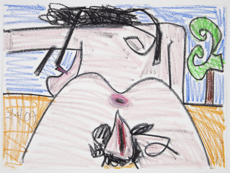 Untitled (2/4/09), Wax crayon on coated paper