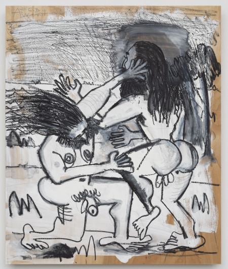 Untitled, Casein, watercolor crayon, and pencil on wood