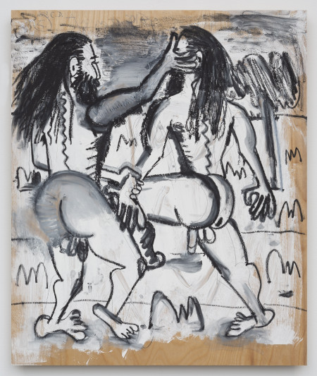 Untitled, Casein, watercolor crayon, and pencil on wood