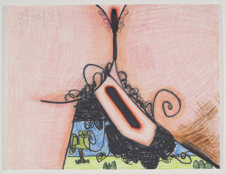 Untitled (8/30/09), Wax crayon, colored pencil and pencil on paper