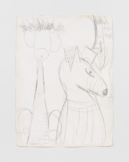 White Male With Dog I, Casein and graphite on paper