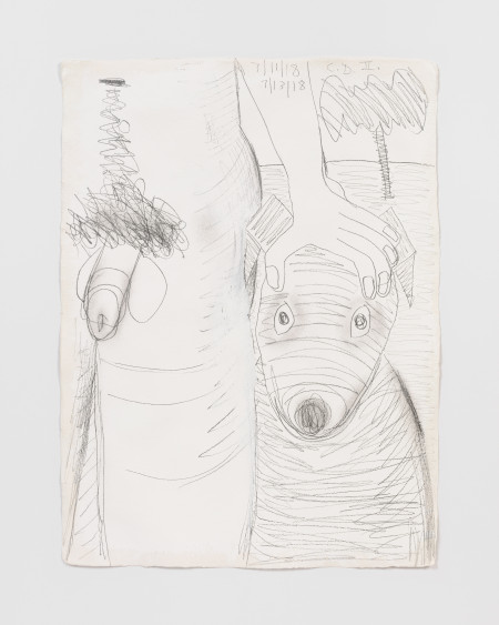 White Male With Dog II, Casein and graphite on paper