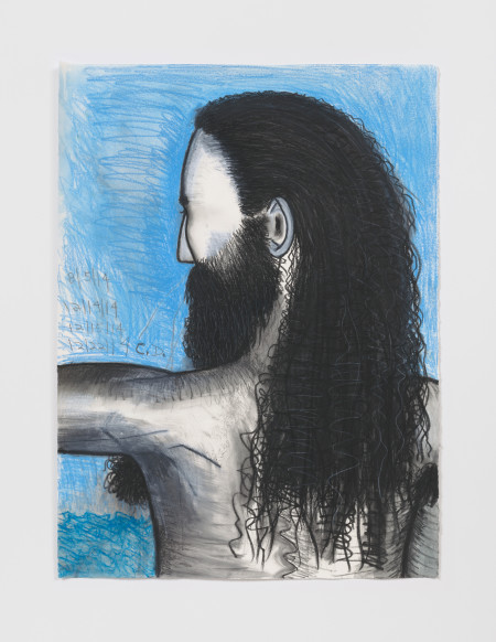 Wrestler Profile (2), Water soluble crayon and pencil on paper