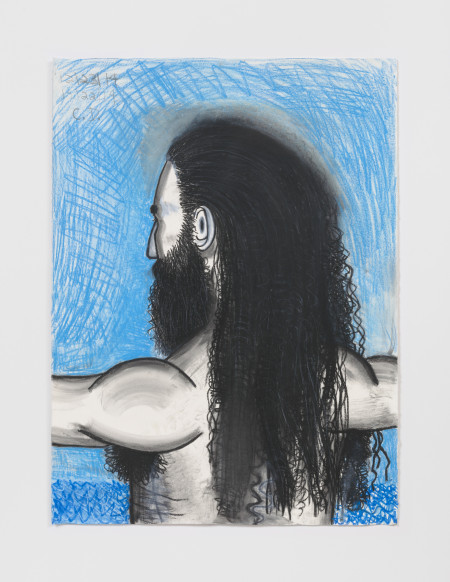 Wrestler Profile (3), Water soluble crayon and pencil on paper