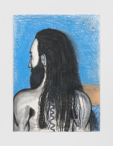 Wrestler Profile (5), Water soluble crayon and pencil on paper