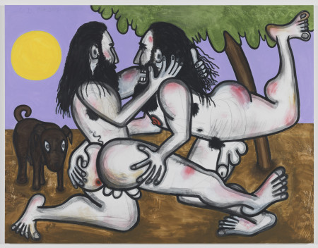 A Wrestling Place (1), Mixed media on linen