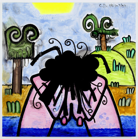 Bather (one), Mixed media on linen