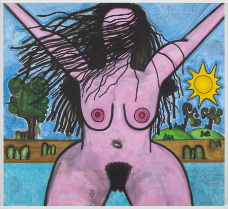 Bathers Eight (Face), Mixed media on linen