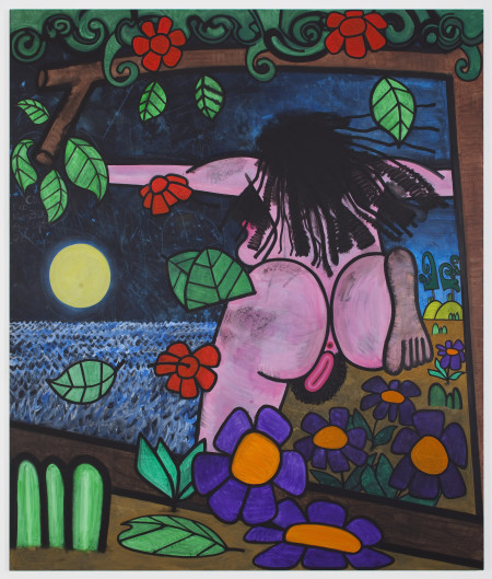 Bathers Eleven (Night Run), Mixed media on linen