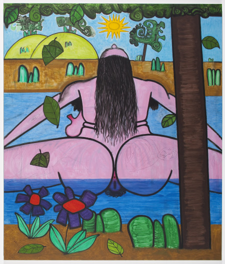 Bathers Four (Posture), Mixed media on linen