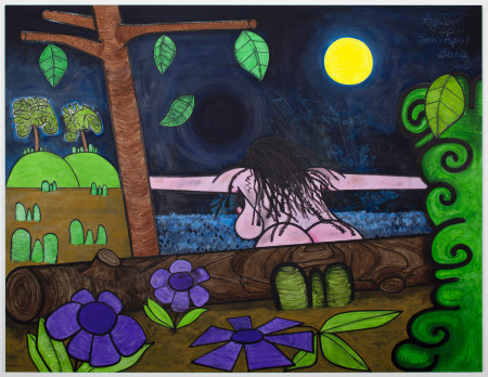 Bathers Seventeen (Black Hole), Mixed media on linen