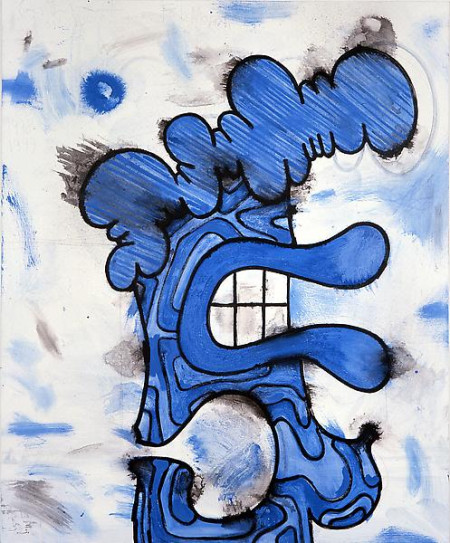 Cerulean Embankments, Mixed media on linen