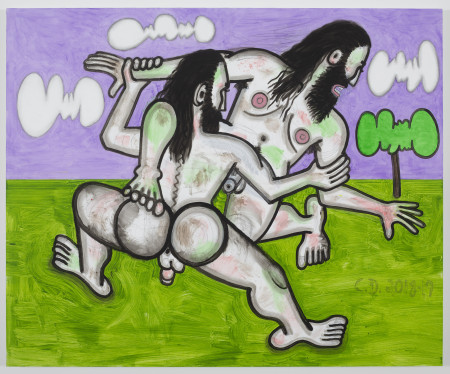 Clouds (3), Mixed media on linen