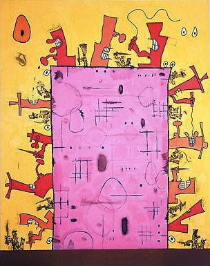 Demon Tower, Mixed media on linen