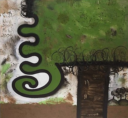 Distant Hills (Five), Mixed media on linen