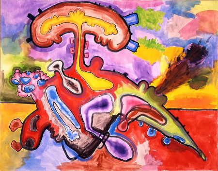 Floating Shape, Acrylic, vinyl, pencil on linen