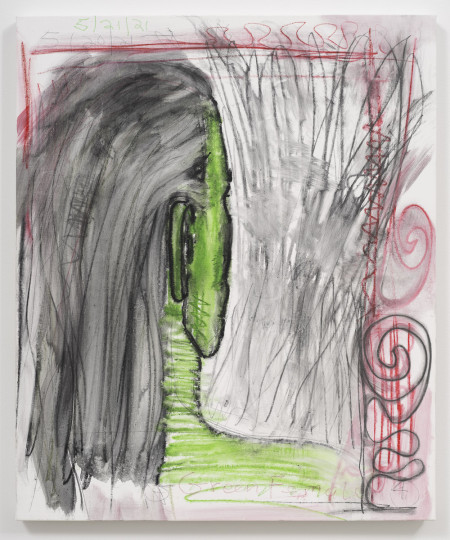 Green Female (4), Urethane, water soluble crayon, pencil and colored pencil on gessoed linen