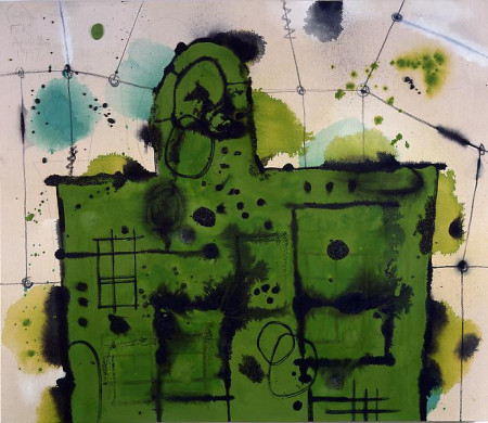 Green House, Mixed media on linen