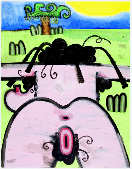 Hers/Grass/One, Mixed media on canvas