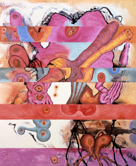 Horizontal Bands, Mixed media on pine