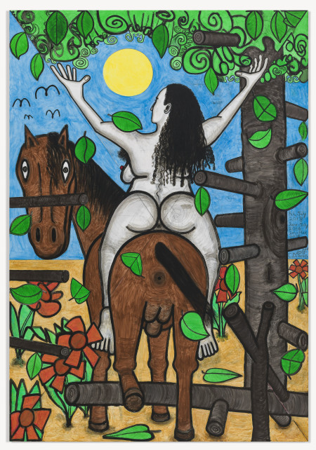 Horse and Rider (My X), Mixed media on linen