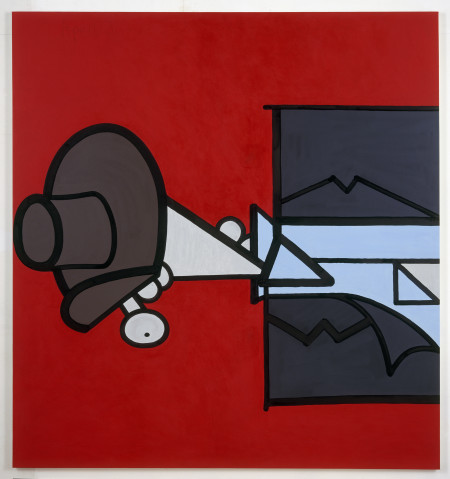 In Red Space (One), Mixed media on linen