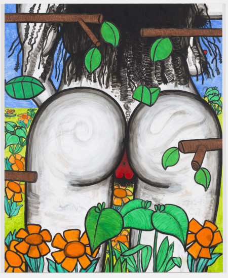 In the Flowers (Tuesday), Mixed media on linen