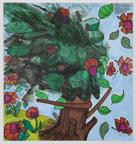 Late Trees #5, Mixed media on linen