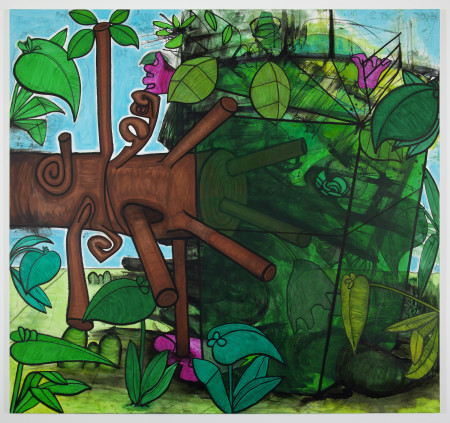 Late Trees #6, Mixed media on linen