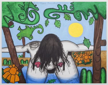 Next Bathers, Four (Wash), Mixed media on linen