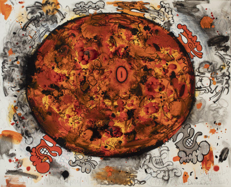 Orange Dwarf, Mixed media on linen