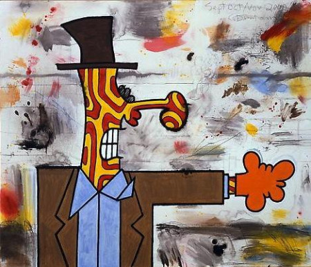 Orange Glove, Mixed media on linen